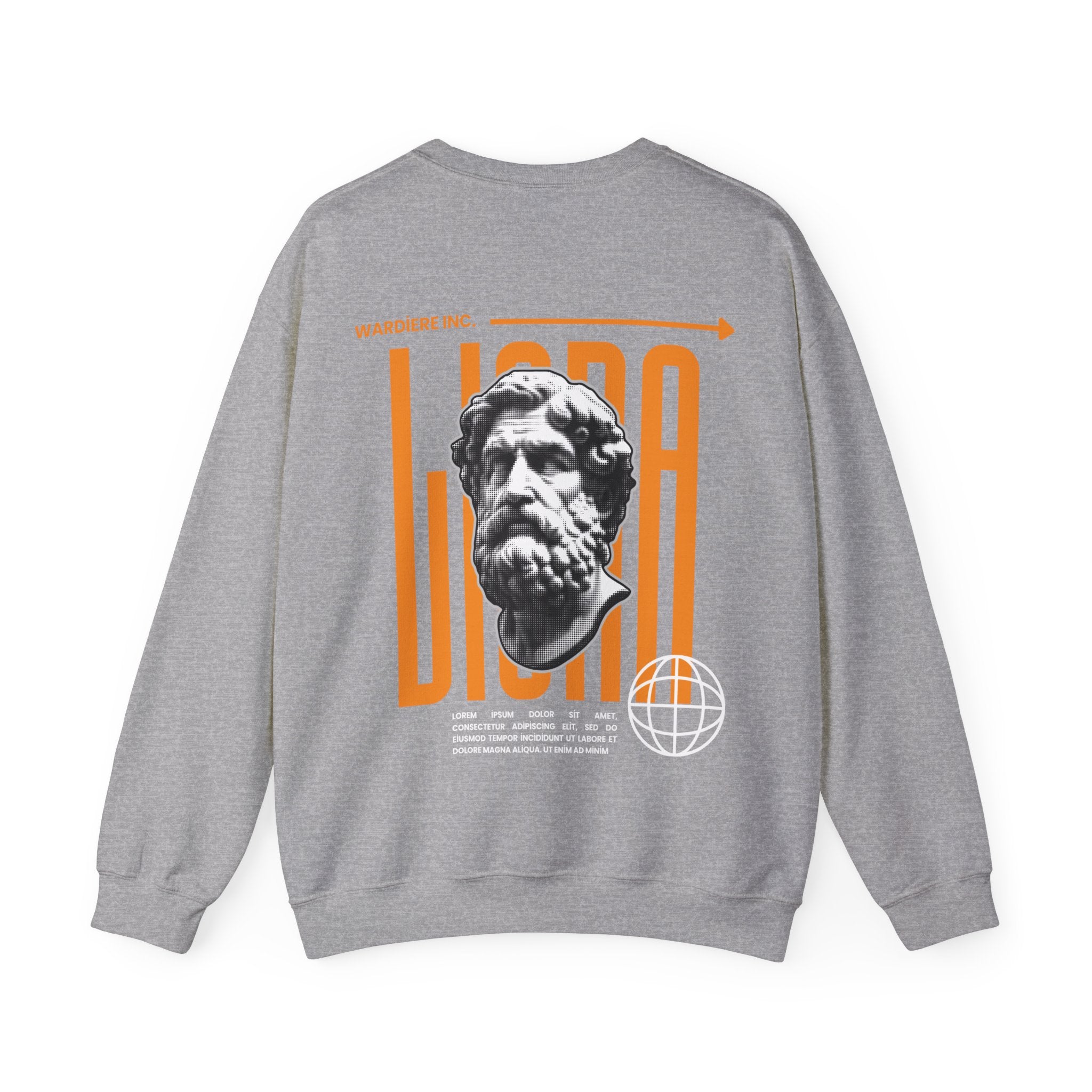 Classical Bust Graphic Sweatshirt — Retro Orange Typographic Design