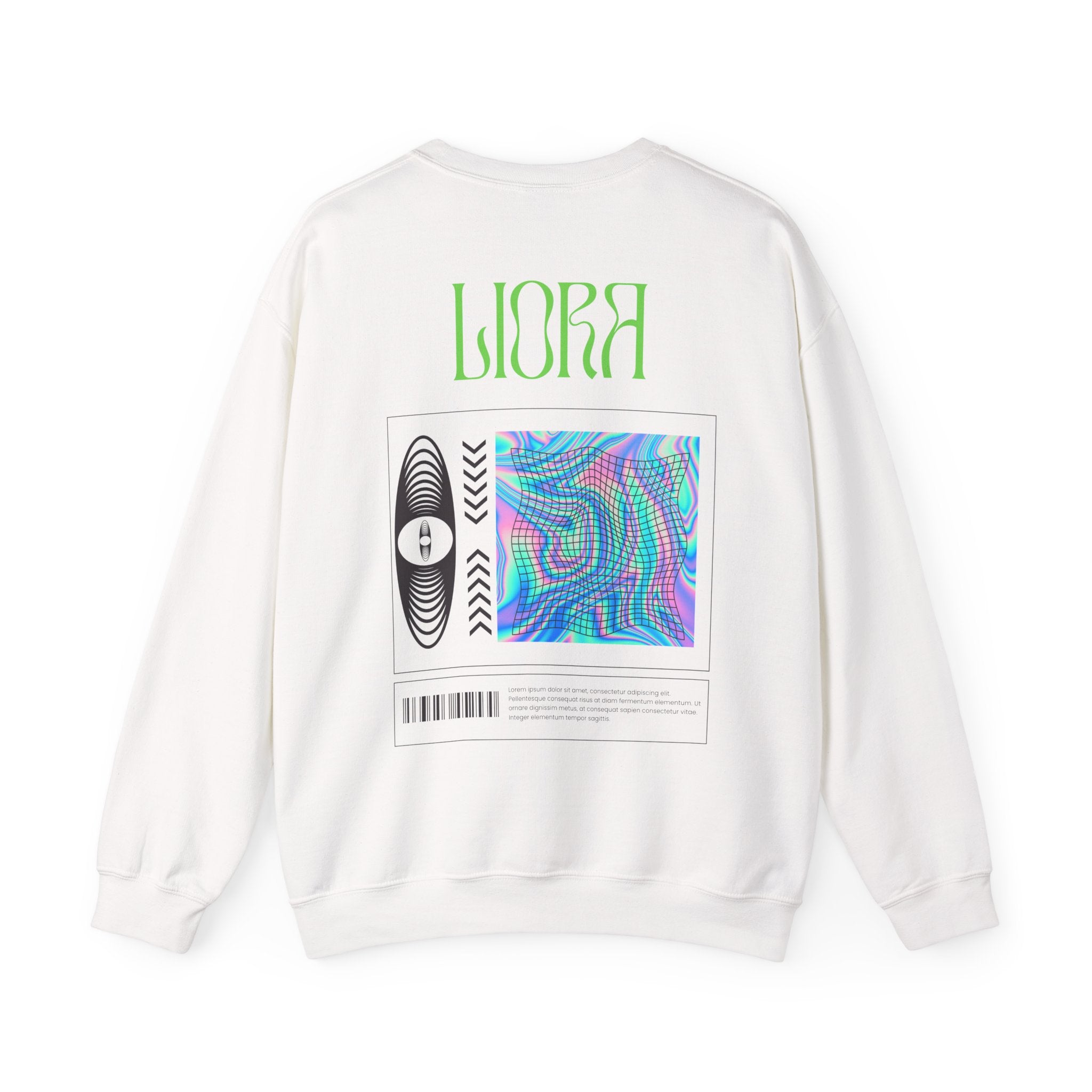 Retro Vaporwave Crewneck Sweatshirt — "LIORA" Graphic Back Print