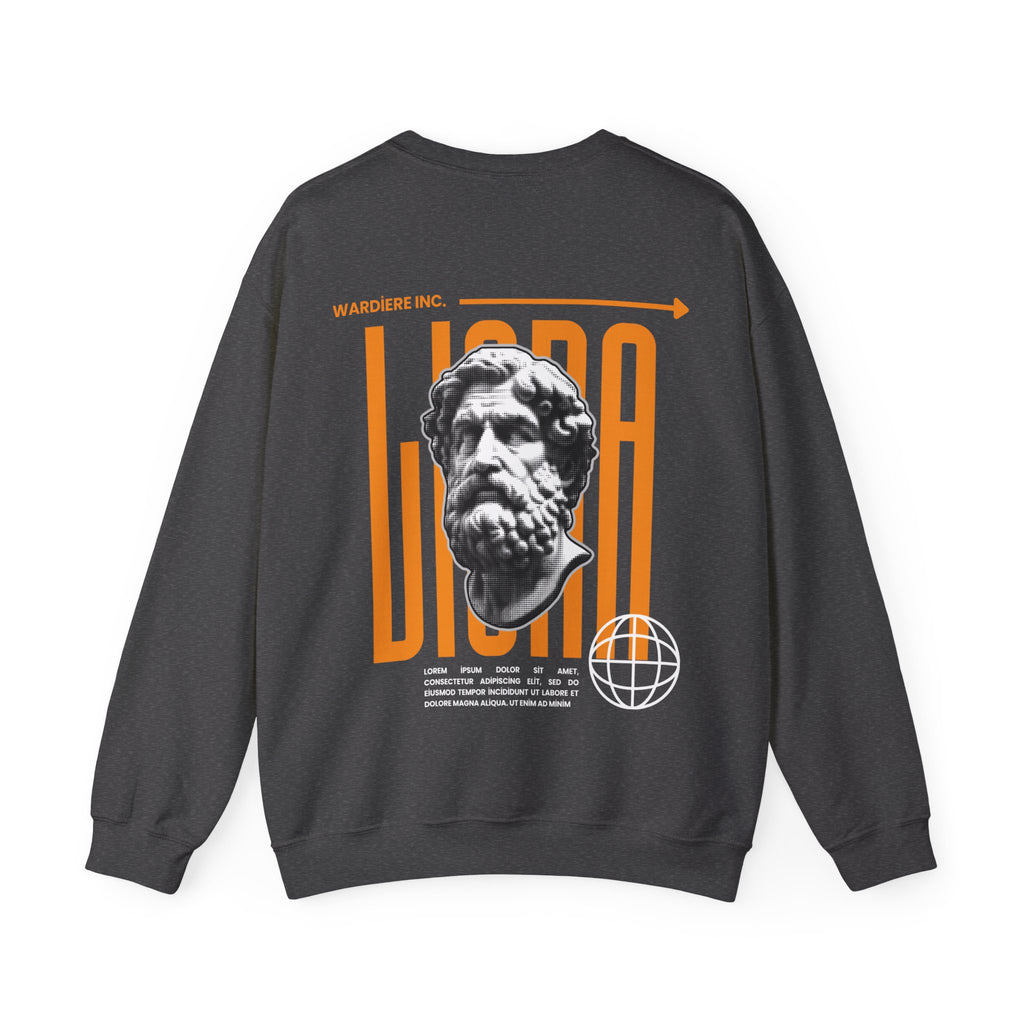 Classical Bust Graphic Sweatshirt — Retro Orange Typographic Design