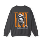 Classical Bust Graphic Sweatshirt — Retro Orange Typographic Design