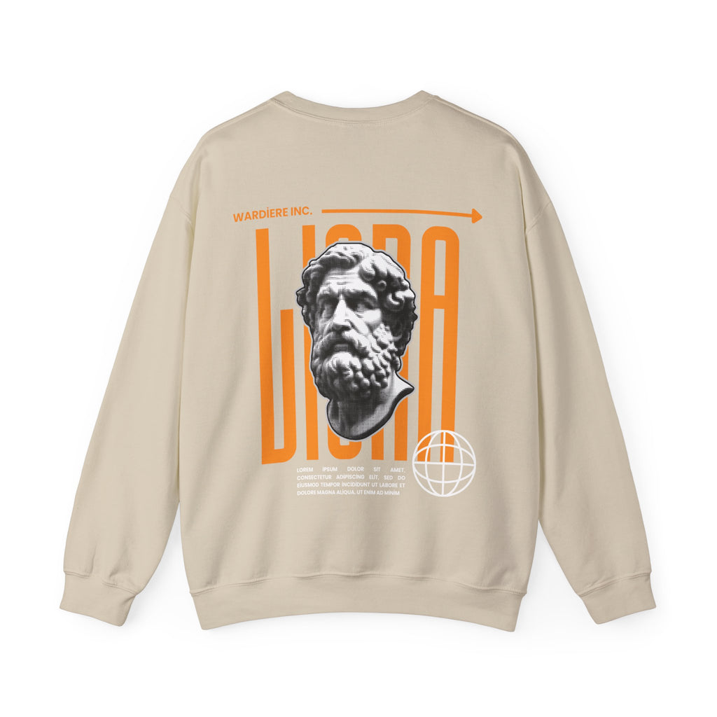 Classical Bust Graphic Sweatshirt — Retro Orange Typographic Design