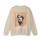 Classical Bust Graphic Sweatshirt — Retro Orange Typographic Design