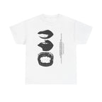 Grafické tričko s potiskem rtů — tričko s ústy v monochromatickém pop-art stylu