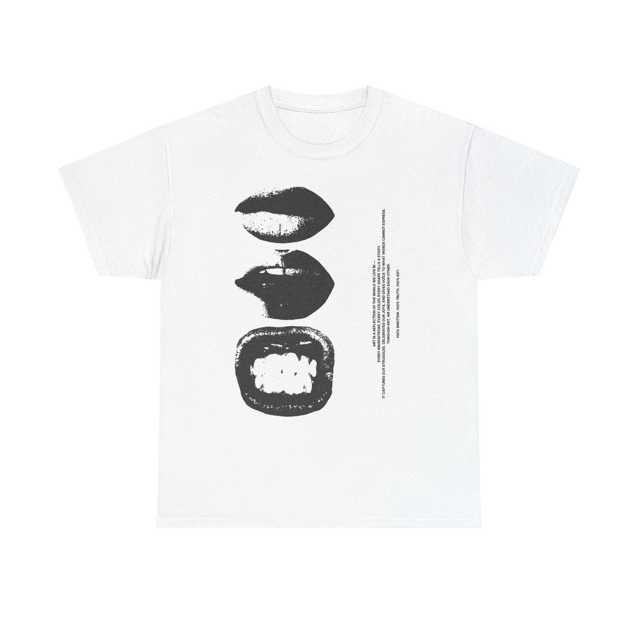 Graphic Lip Print T‑Shirt — Monochrome Pop Art Mouths Tee