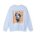 Classical Bust Graphic Sweatshirt — Retro Orange Typographic Design