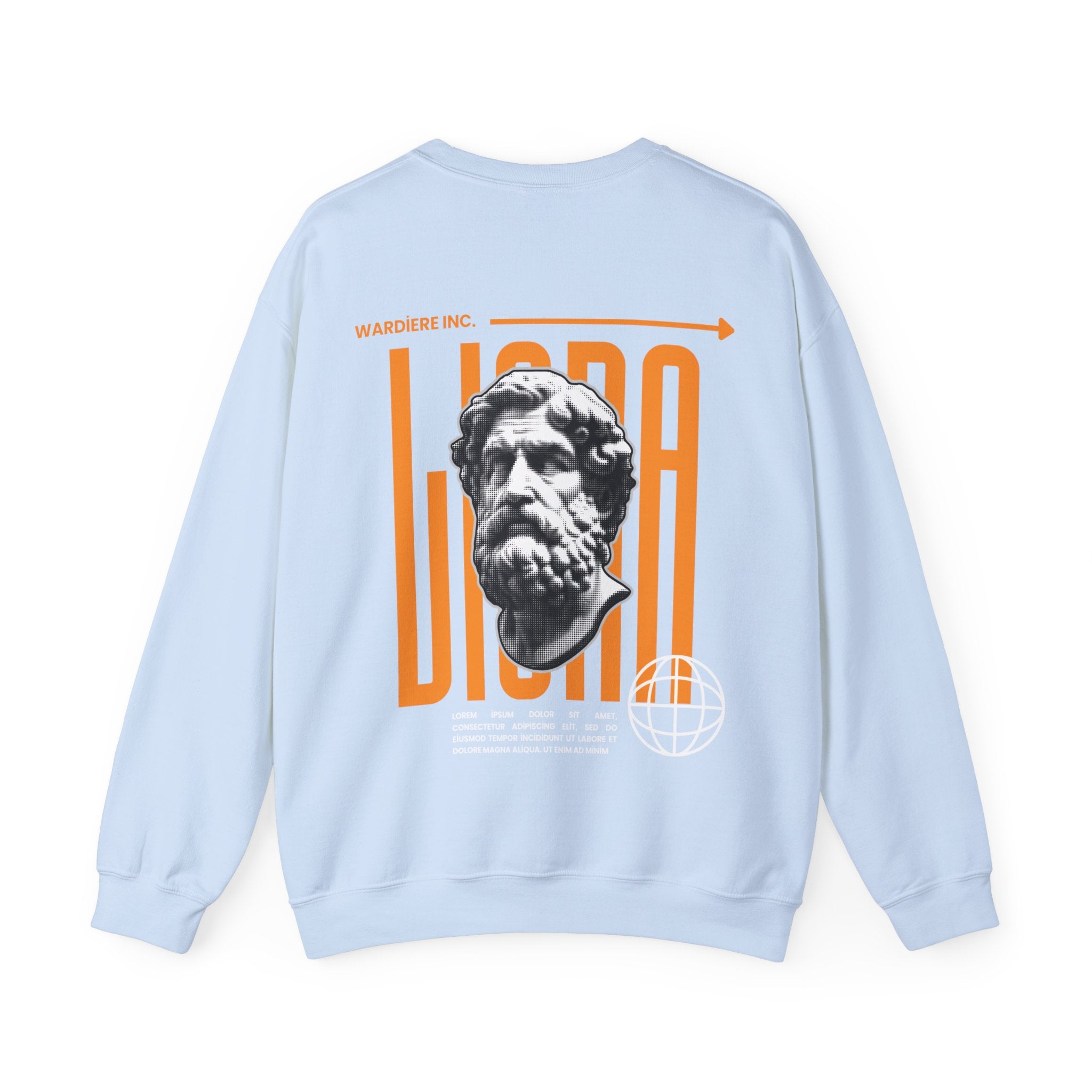 Classical Bust Graphic Sweatshirt — Retro Orange Typographic Design
