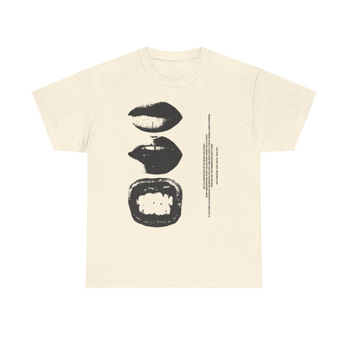 Graphic Lip Print T‑Shirt — Monochrome Pop Art Mouths Tee