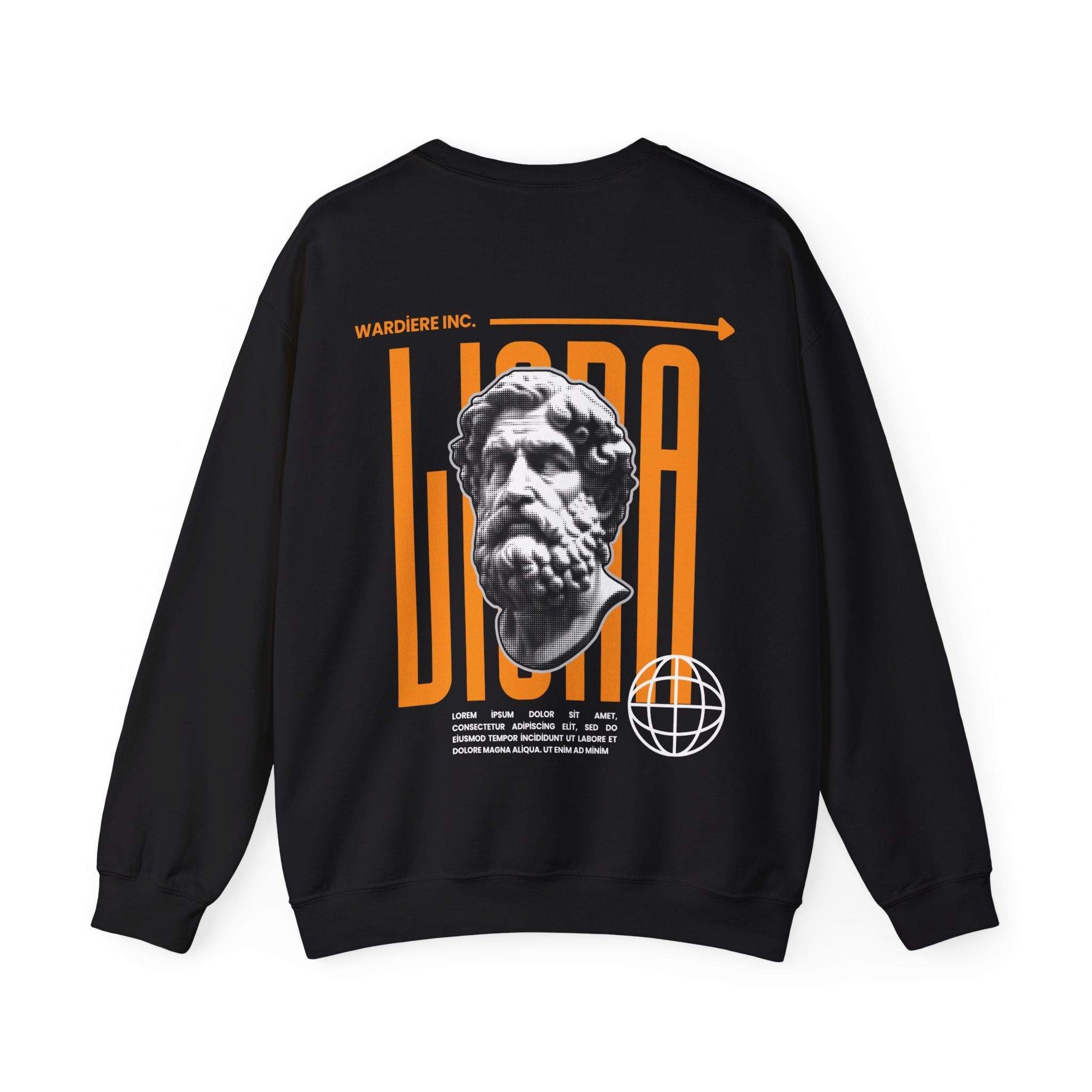 Classical Bust Graphic Sweatshirt — Retro Orange Typographic Design