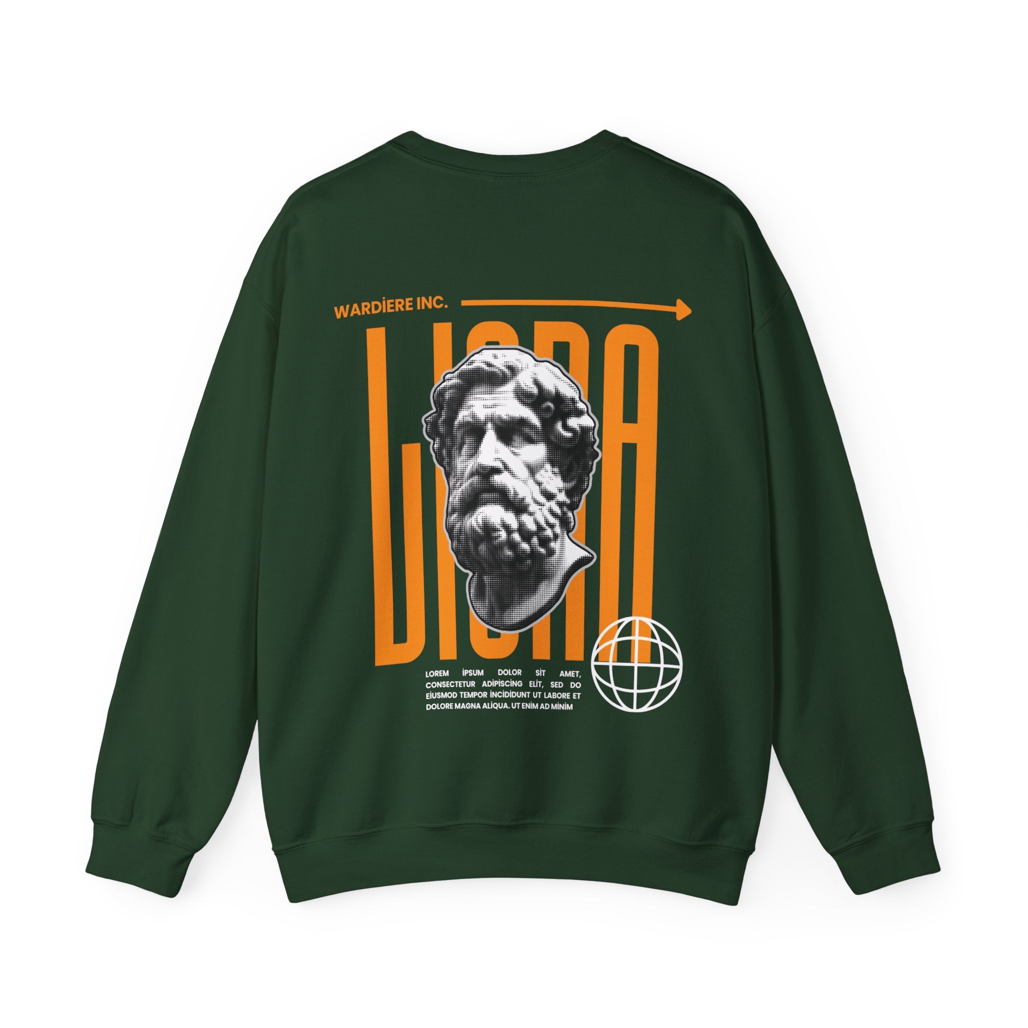 Classical Bust Graphic Sweatshirt — Retro Orange Typographic Design