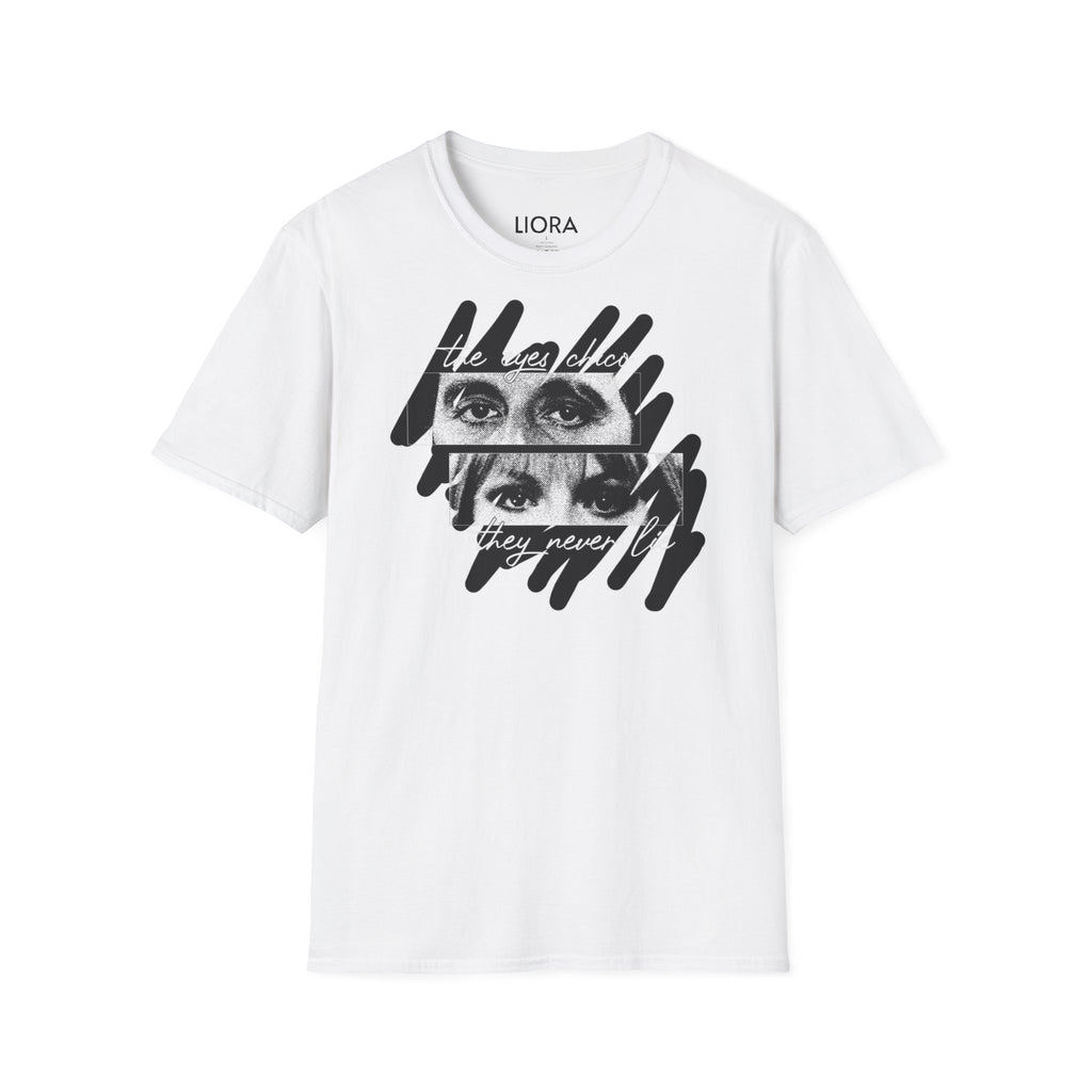 T-Shirt — Vintage Eyes Collage Graphic Tee ("the eyes chico, they never lie")